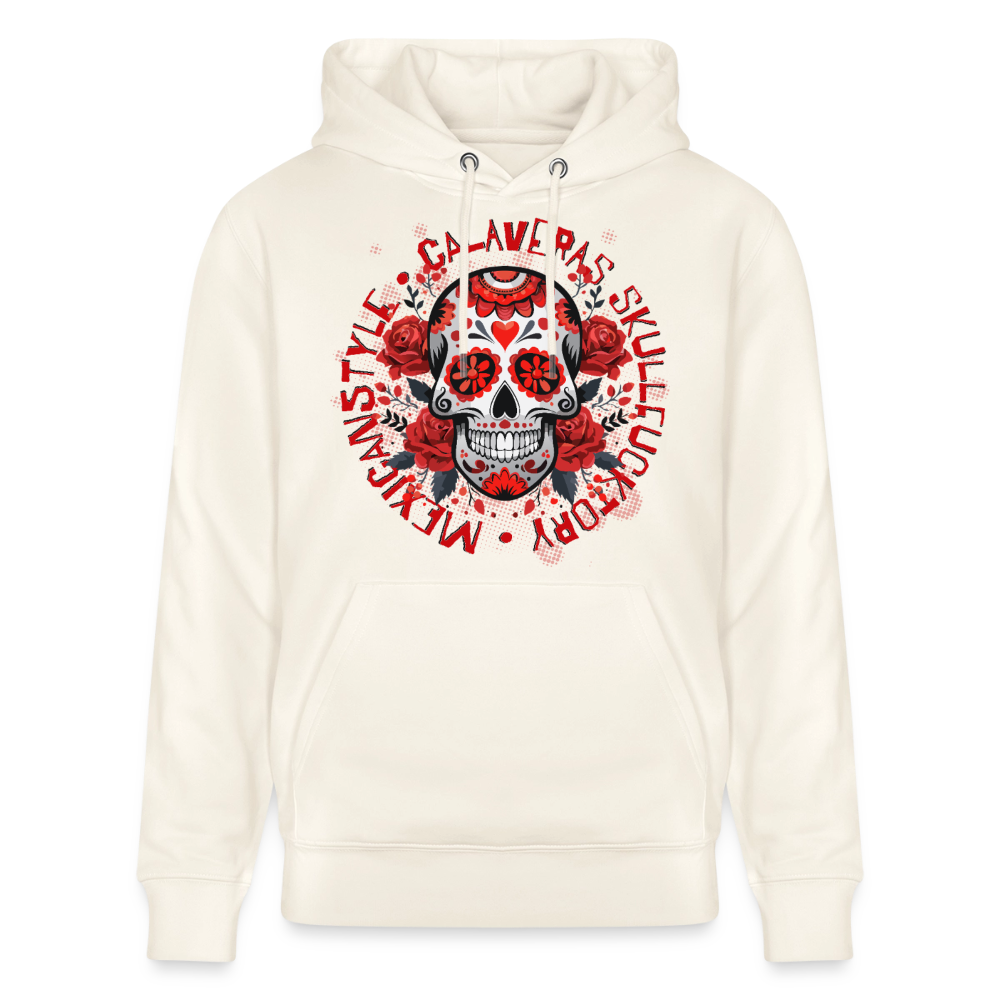 Sugar Skull Rosen Design - Unisex Bio-Hoodie - Naturweiß