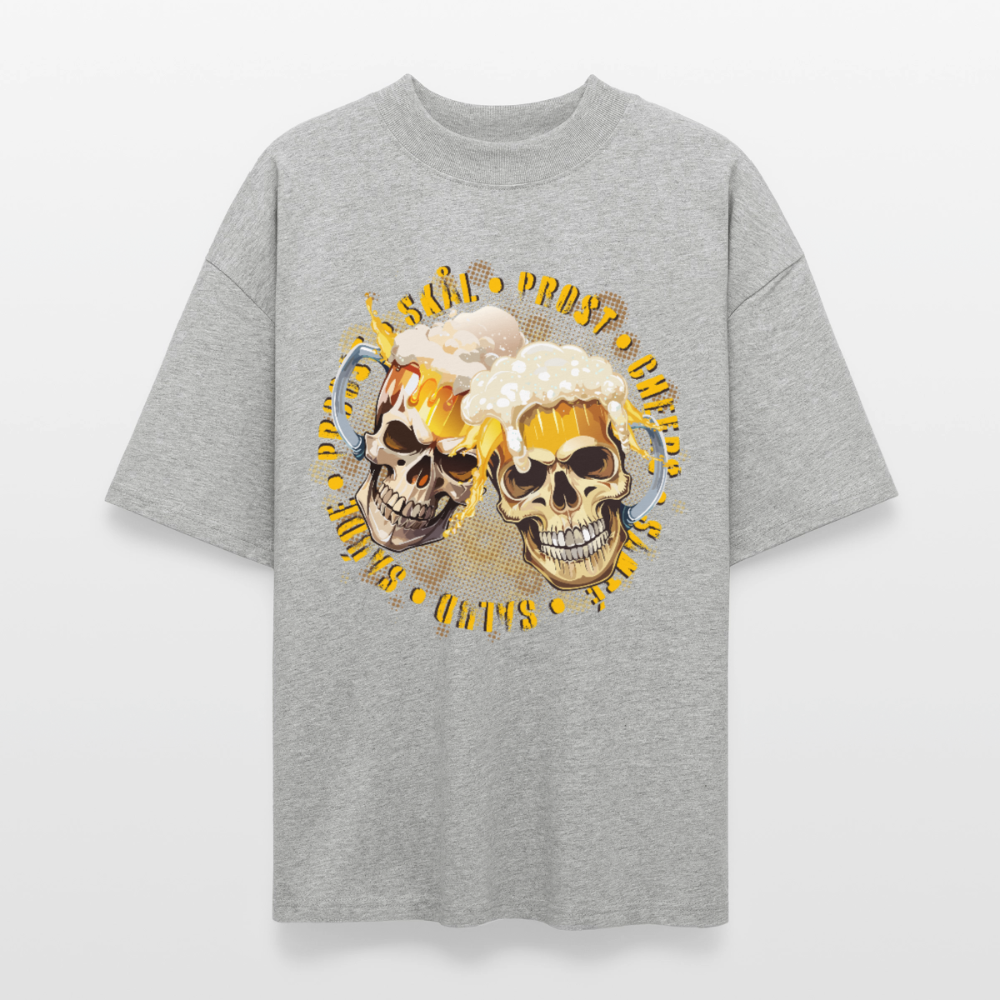 Party Skull Design – Oversized Unisex Bio T-Shirt - Grau meliert