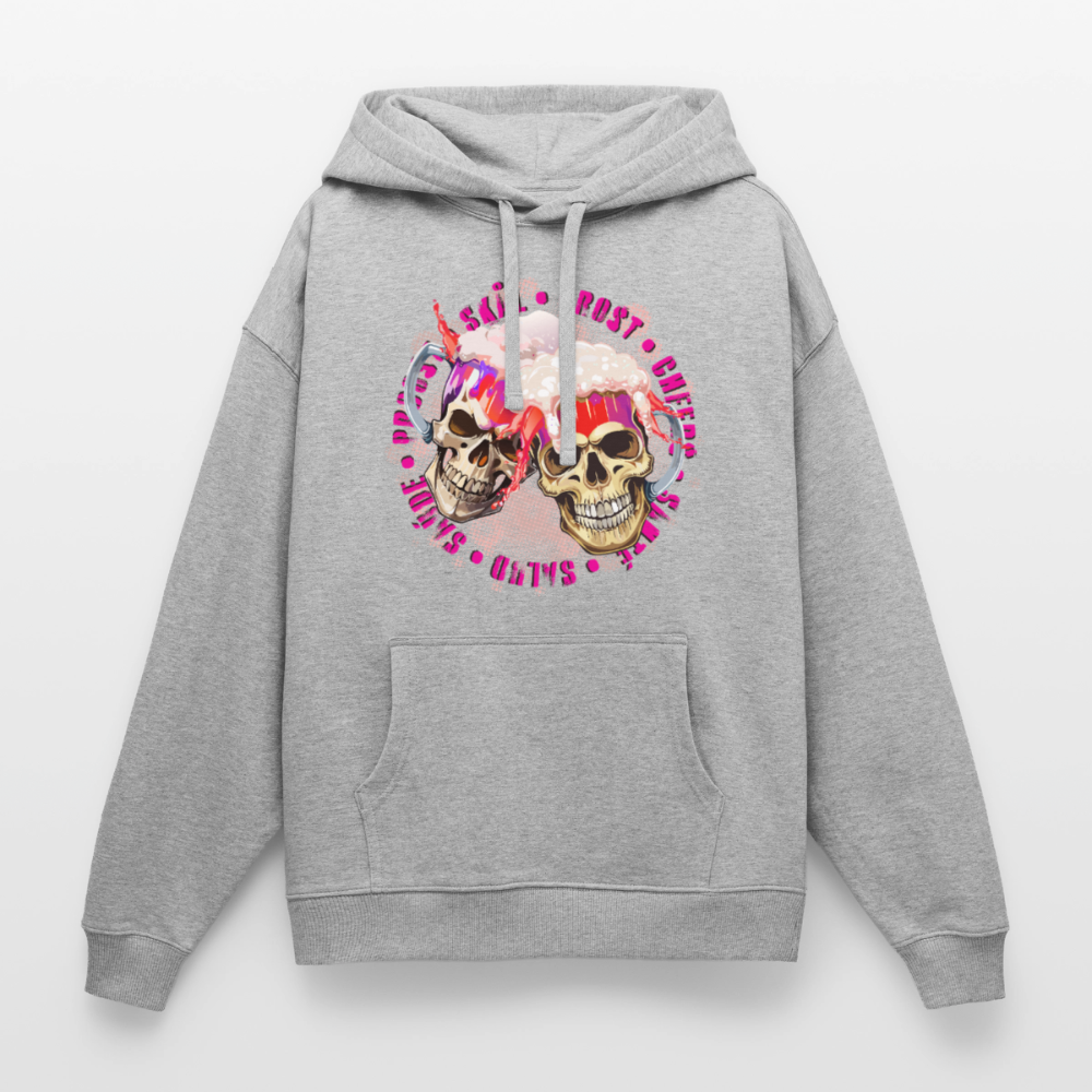 Party Skull Design Pink – Oversized Unisex Hoodie - Grau meliert