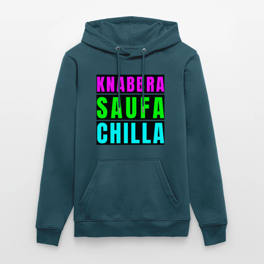 Knabbra Saufa Chilla Design – Unisex Bio-Hoodie - Dunkles Petrol