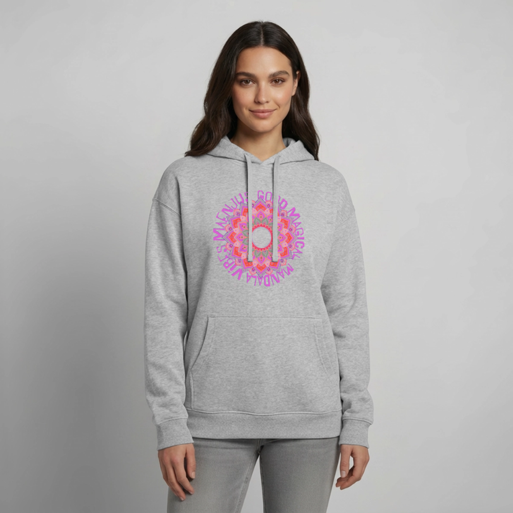 Mandala Pink Design – Oversized Unisex Hoodie - Grau meliert