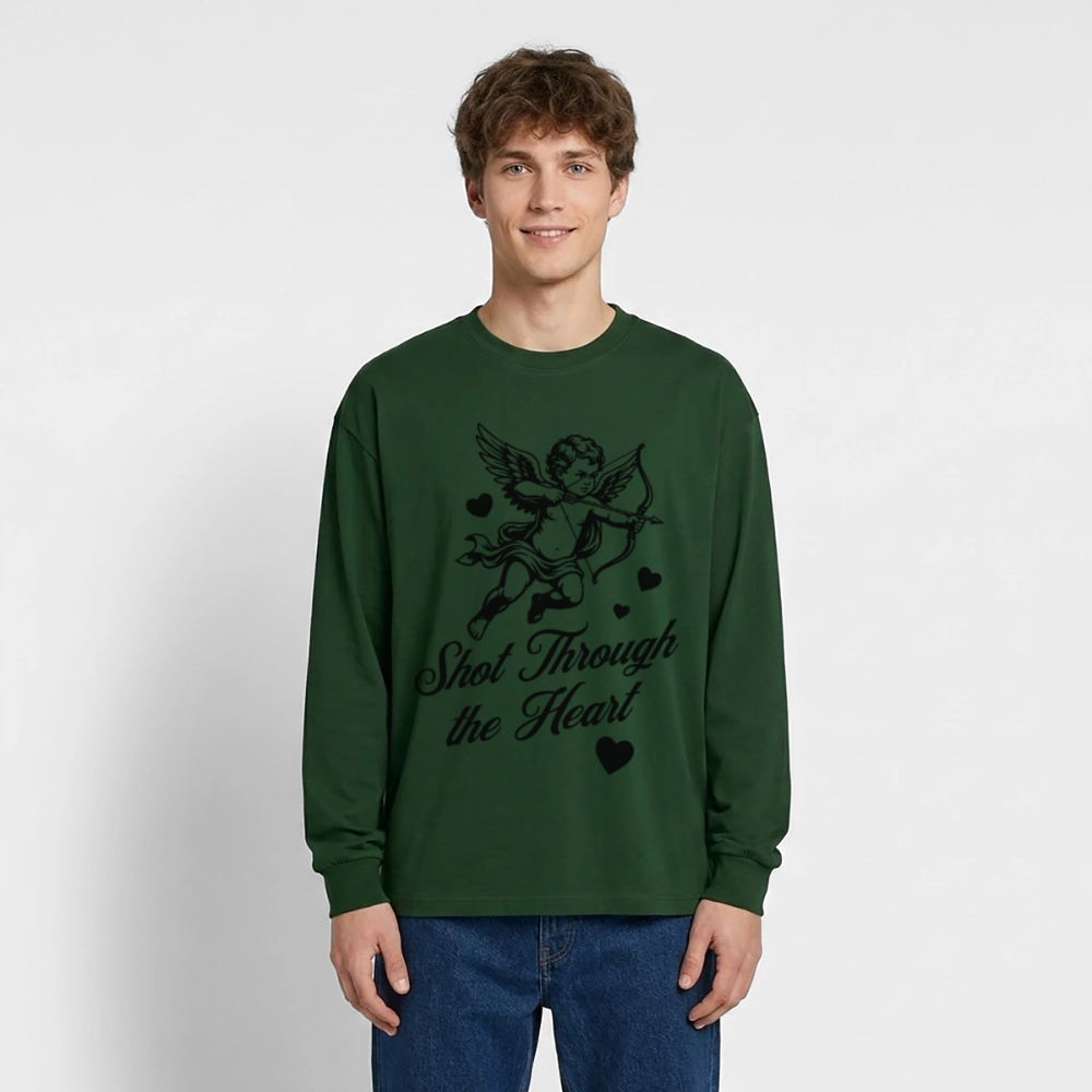 Amor Design – Oversized Langarmshirt - Flaschengrün