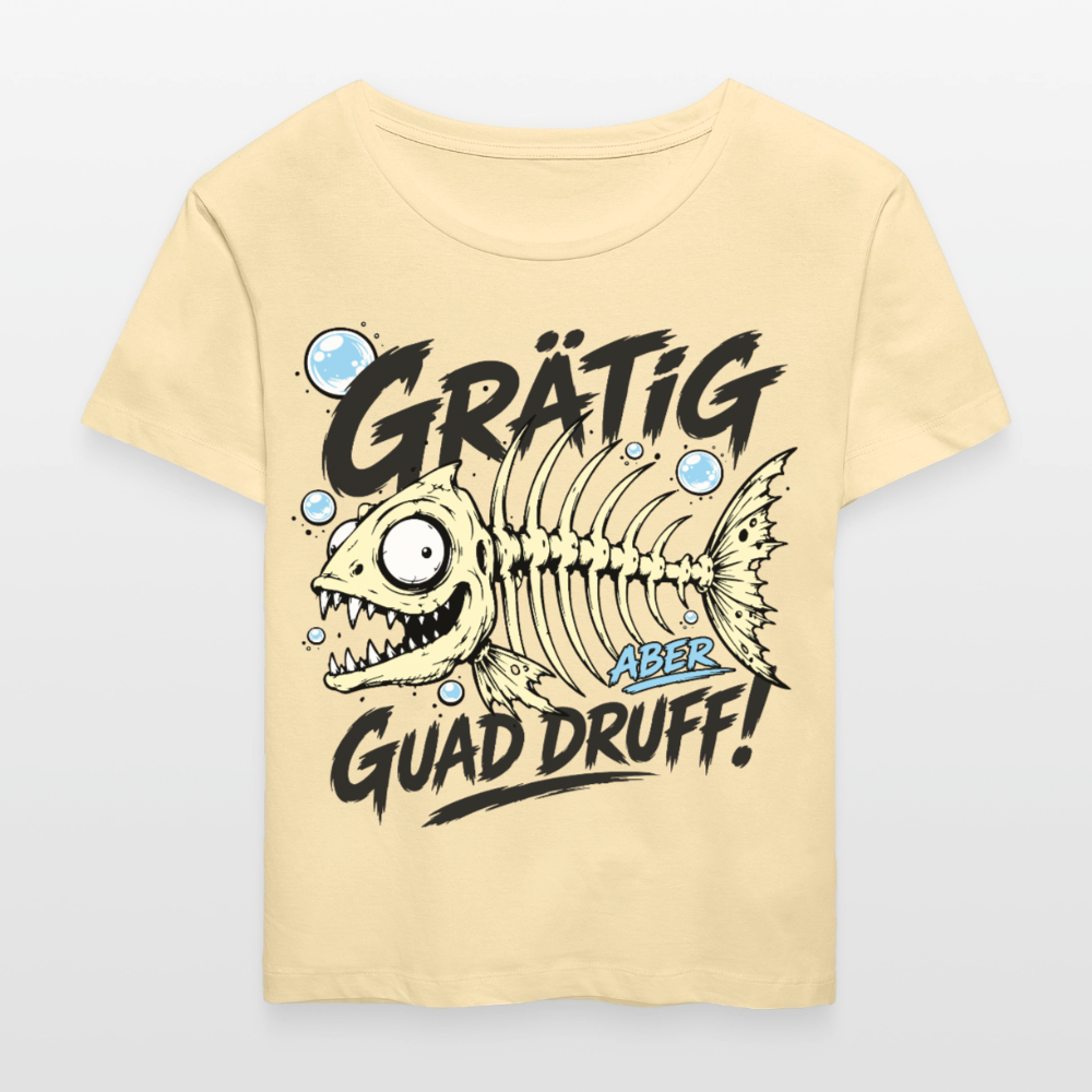 Fischskelett Grätig Design – Rundhals Frauen Bio-T-Shirt - Creme