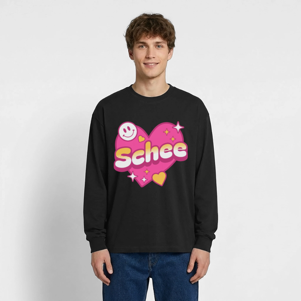 Schnee Design – Oversized Langarmshirt - Schwarz