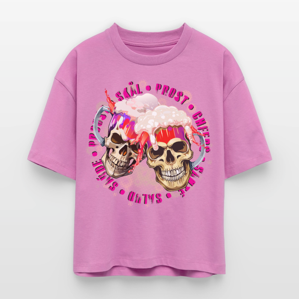 Party Skull Design Pink – Frauen Boxy Bio-T-Shirt - Pink
