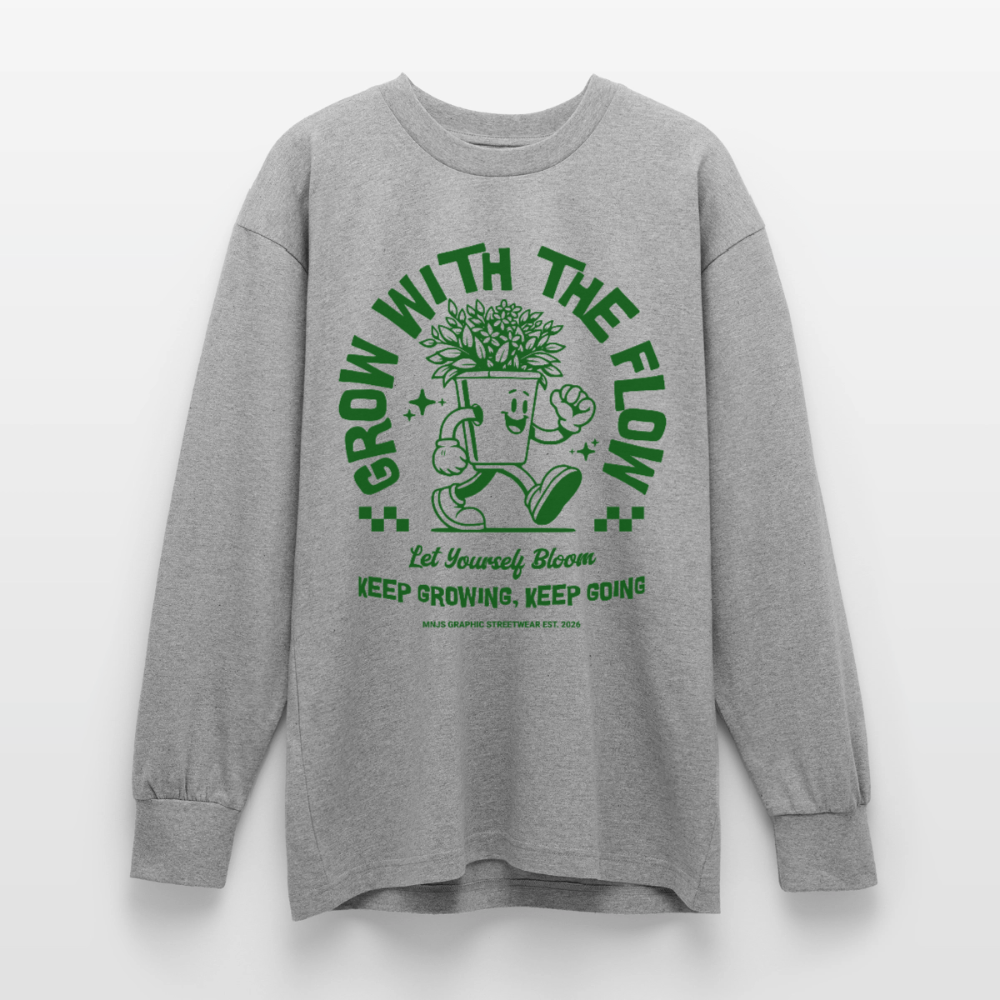 Keep Growing Design – Oversized Langarmshirt - Grau meliert