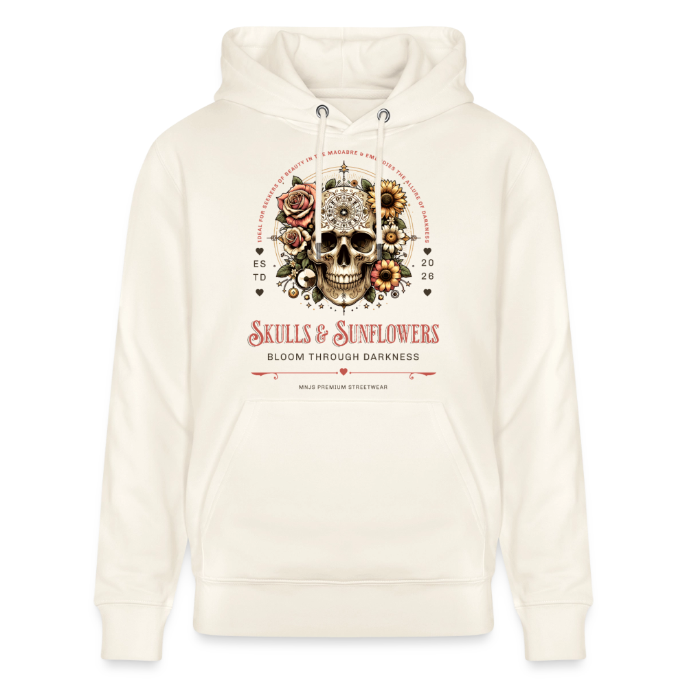 Skulls & Sunflowers Design – Unisex Bio-Hoodie - Naturweiß