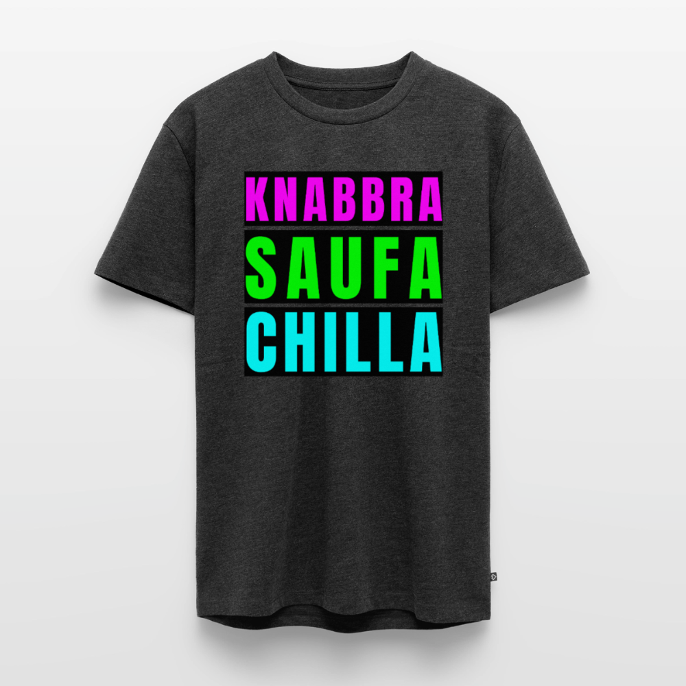 Knabbra Saufa Chilla Design – Männer Premium T-Shirt - Anthrazit meliert