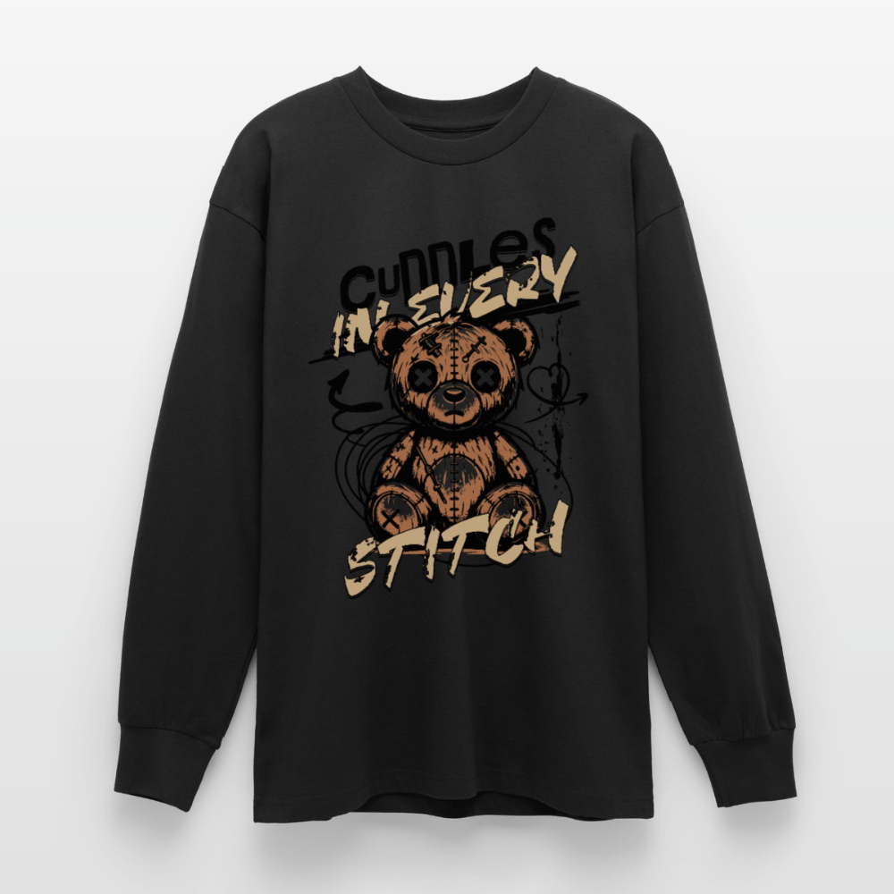 Bear Design – Oversized Langarmshirt - Schwarz