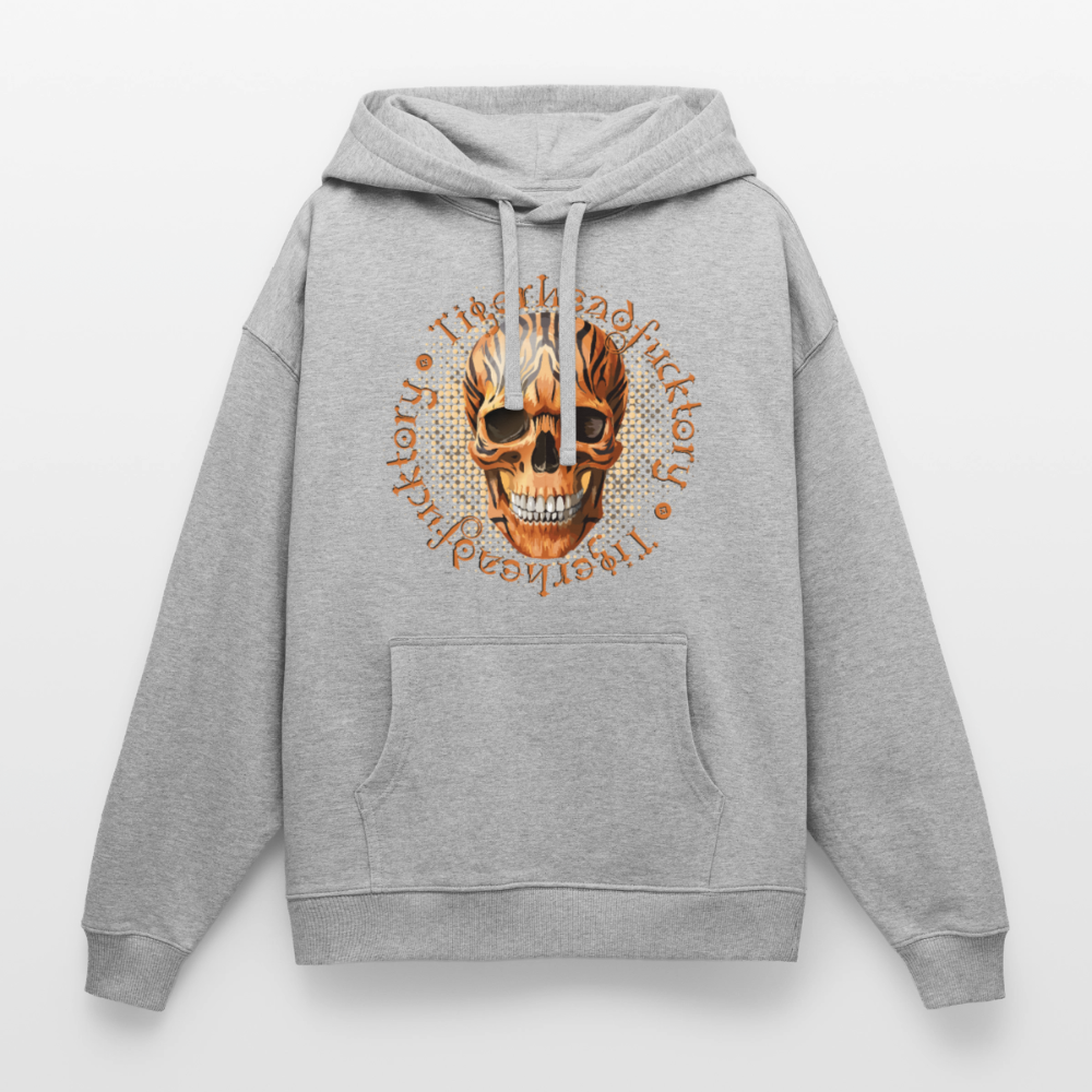 Tiger Skull Design – Oversized Unisex Hoodie - Grau meliert
