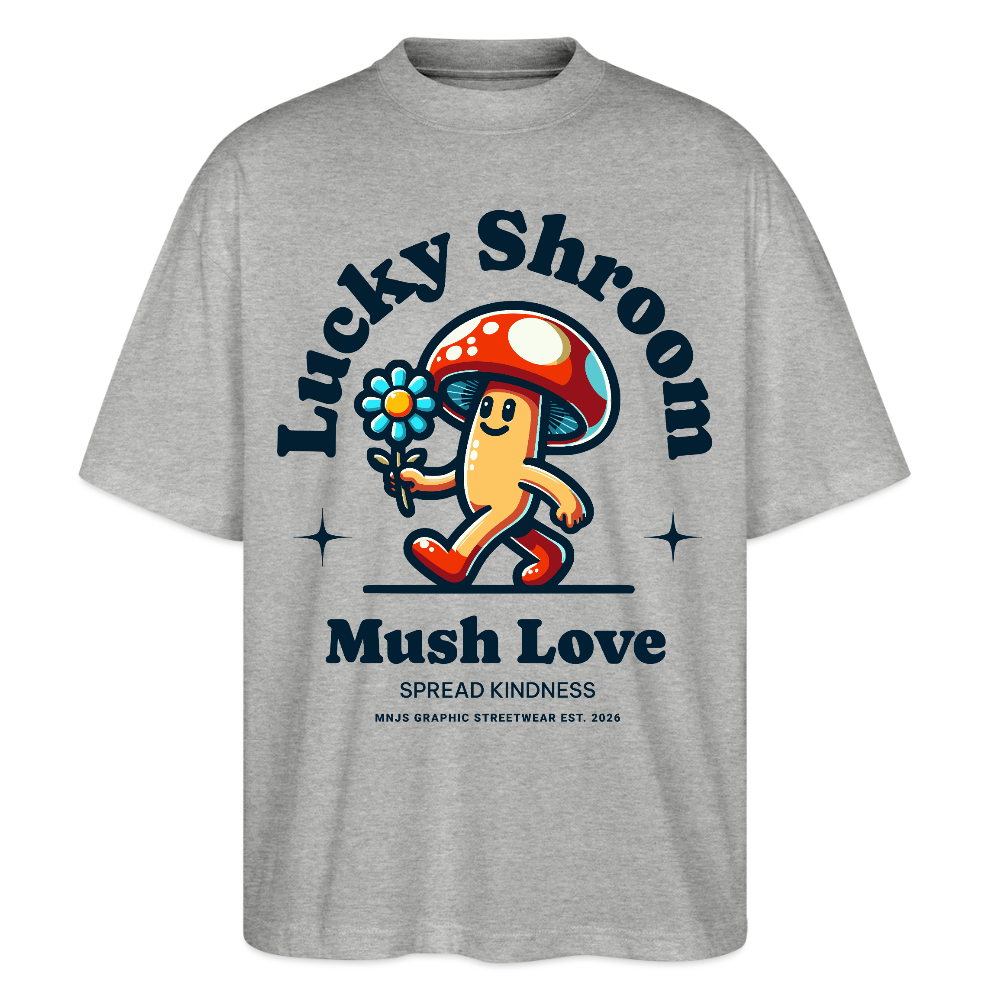 Lucky Shroom Design – Oversized Unisex Bio T-Shirt - Grau meliert