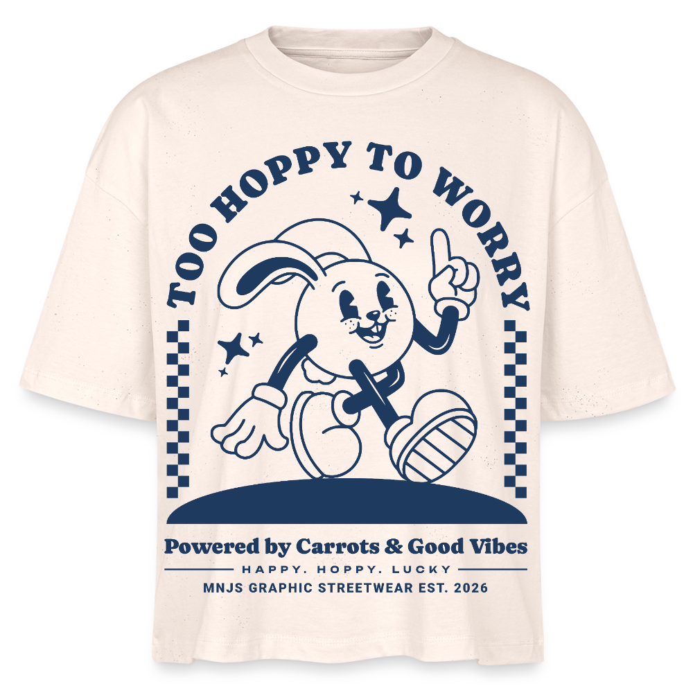 Too Hoppy Too Worry Design – Frauen Boxy Bio-T-Shirt - Natur