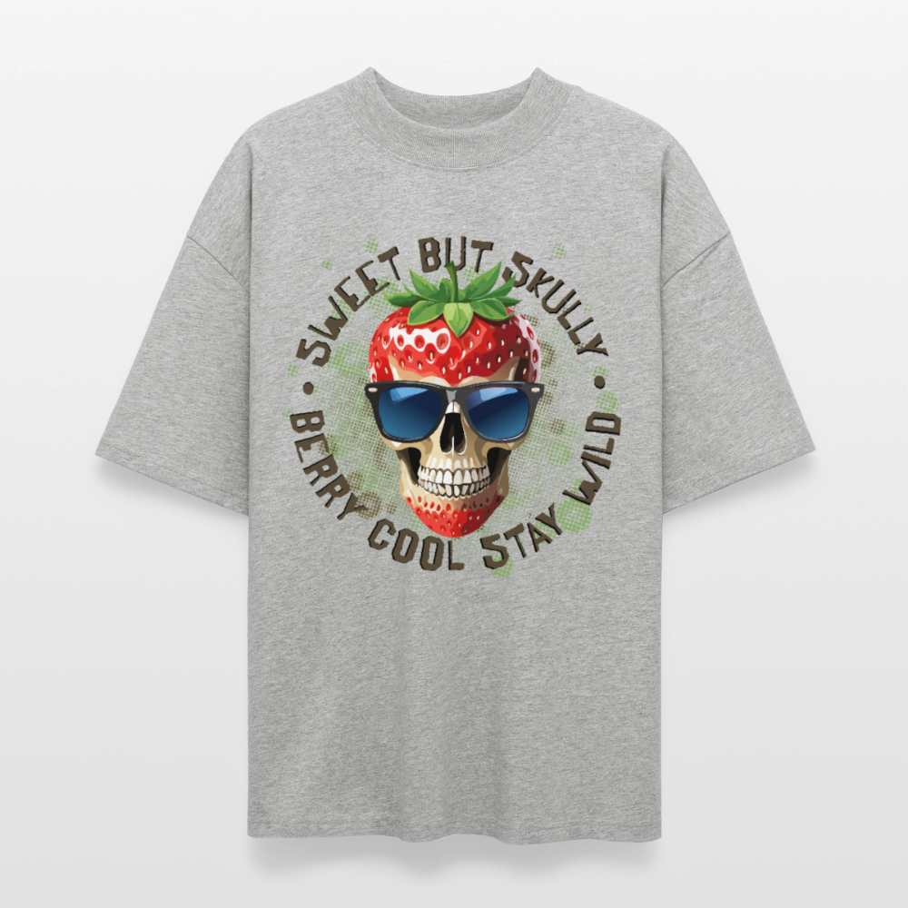 Strawberry Skull Design – Oversized Unisex Bio T-Shirt - Grau meliert