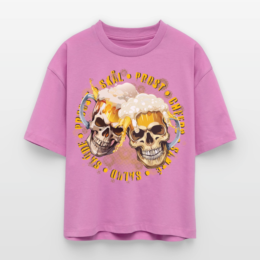 Party Skull Design – Frauen Boxy Bio-T-Shirt - Pink