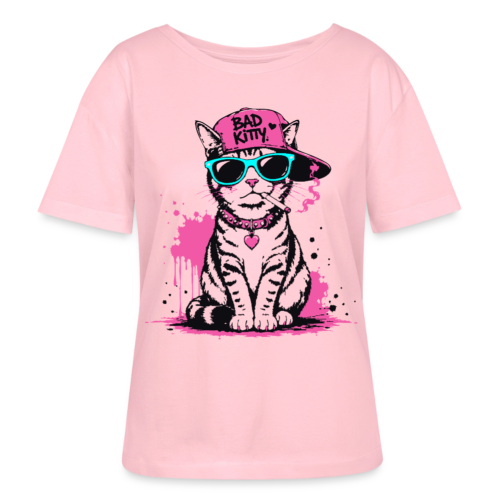 Bad Kitty Design – undhals Frauen Bio-T-Shirt - Hellrosa
