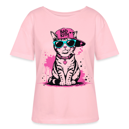 Bad Kitty Design – undhals Frauen Bio-T-Shirt - Hellrosa