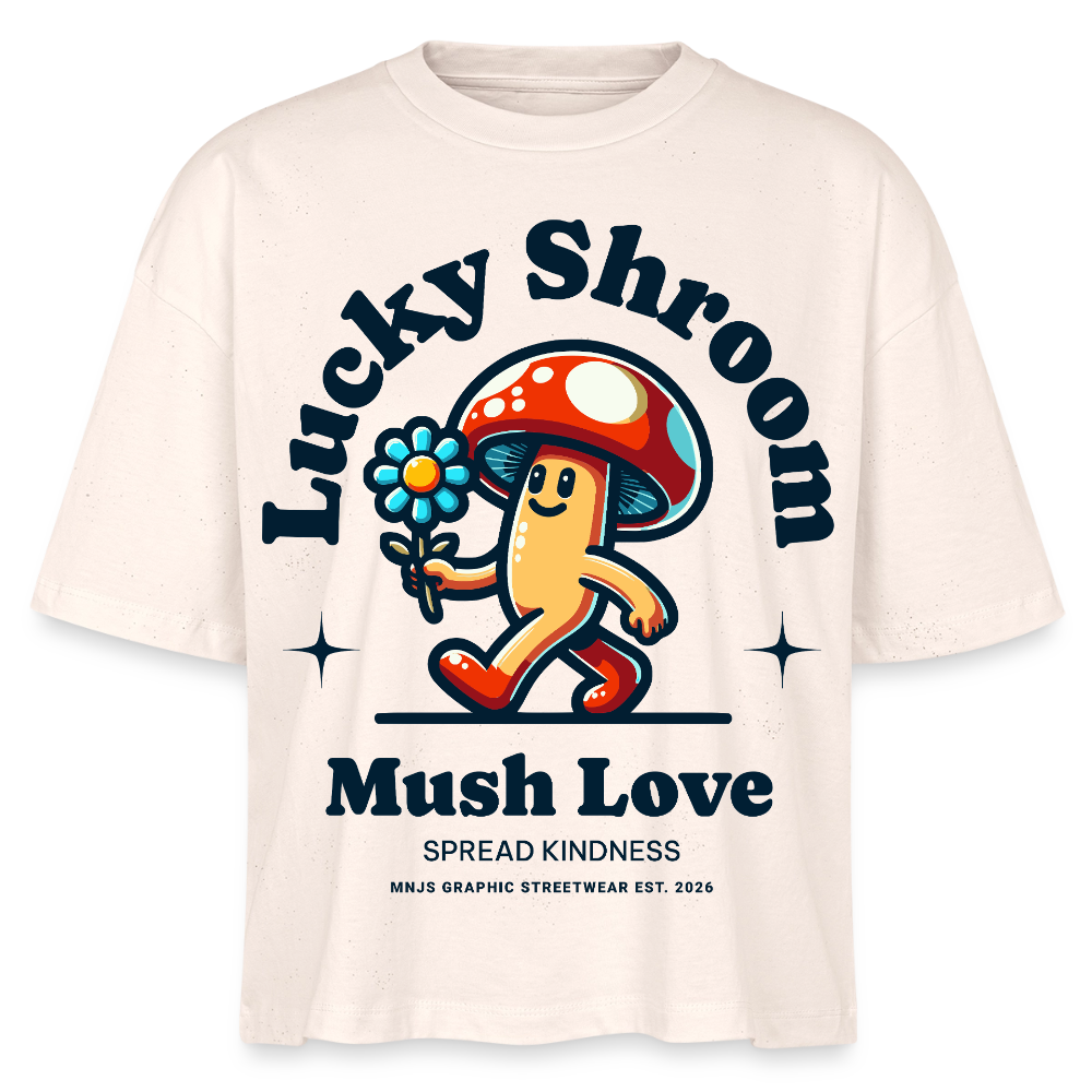 Lucky Shroom Design – Frauen Boxy Bio-T-Shirt - Natur