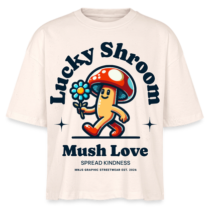 Lucky Shroom Design – Frauen Boxy Bio-T-Shirt - Natur