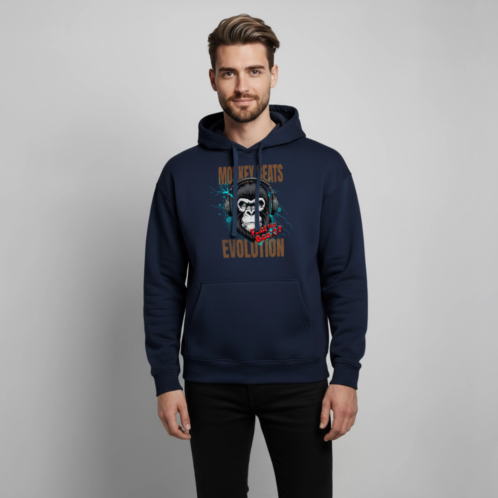Monkey Beats Design – Oversized Unisex Hoodie - Navy
