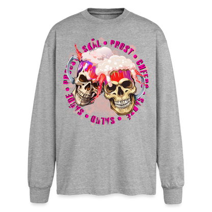 Party Skull Design Pink – Oversized Langarmshirt - Grau meliert