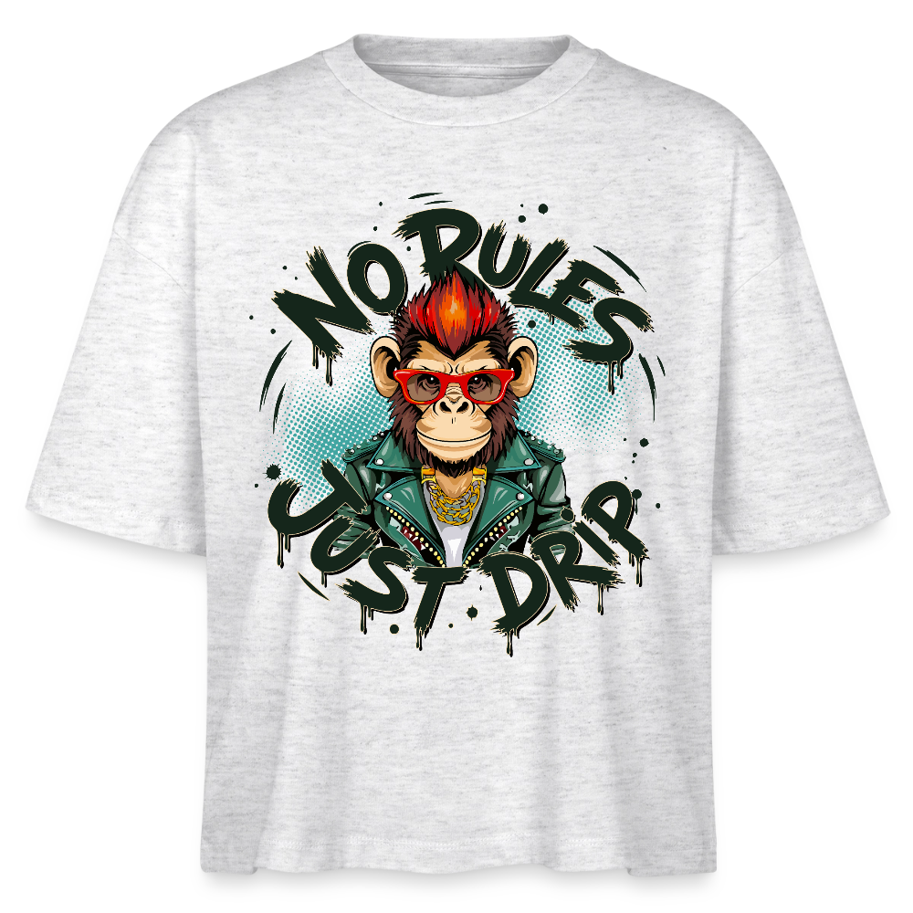 Monkey No Rules Design – Frauen Boxy Bio-T-Shirt - Weiß meliert