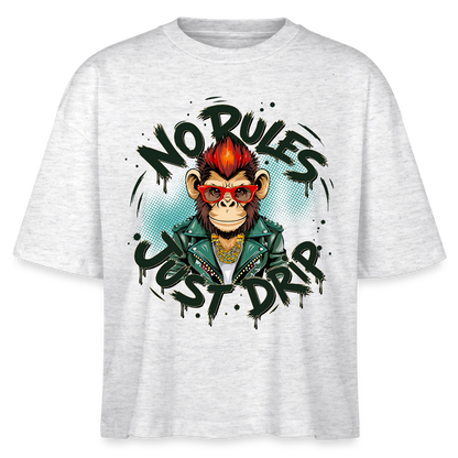 Monkey No Rules Design – Frauen Boxy Bio-T-Shirt - Weiß meliert