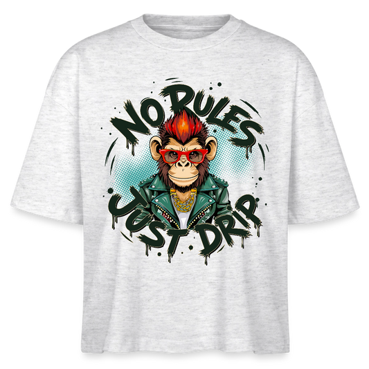 Monkey No Rules Design – Frauen Boxy Bio-T-Shirt - Weiß meliert