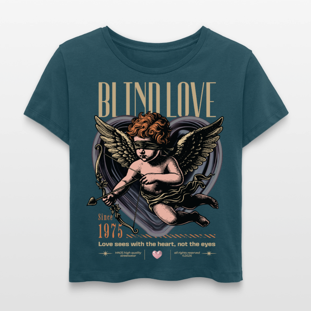 Blind Love Design – Rundhals Frauen Bio-T-Shirt - Dunkles Petrol