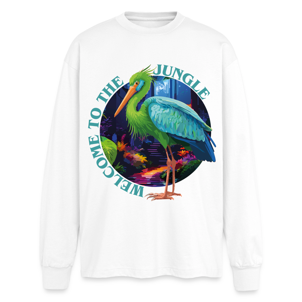 Jungle Design – Oversized Langarmshirt - Weiß