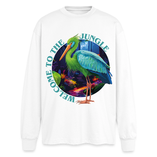 Jungle Design – Oversized Langarmshirt - Weiß