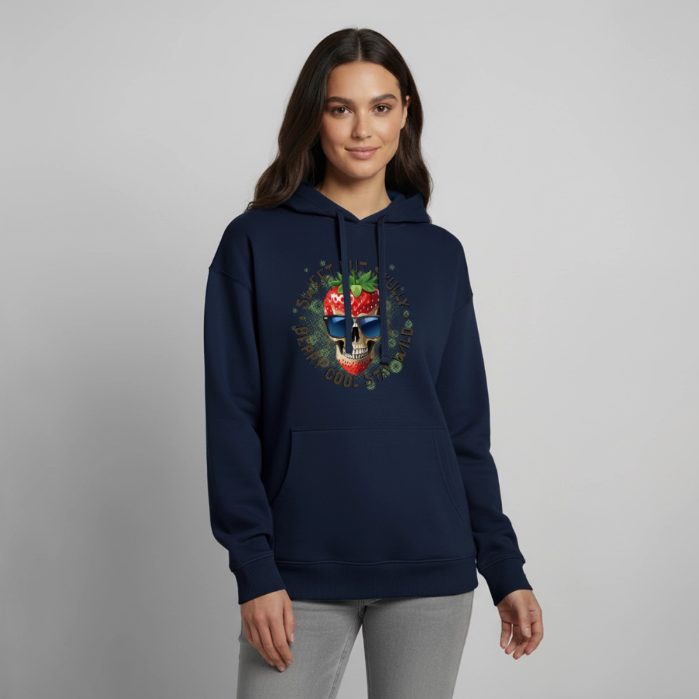 Strawberry Skull Design – Oversized Unisex Hoodie - Navy