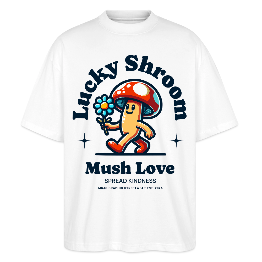 Lucky Shroom Design – Oversized Unisex Bio T-Shirt - Weiß