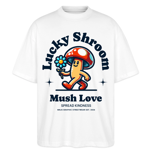 Lucky Shroom Design – Oversized Unisex Bio T-Shirt - Weiß