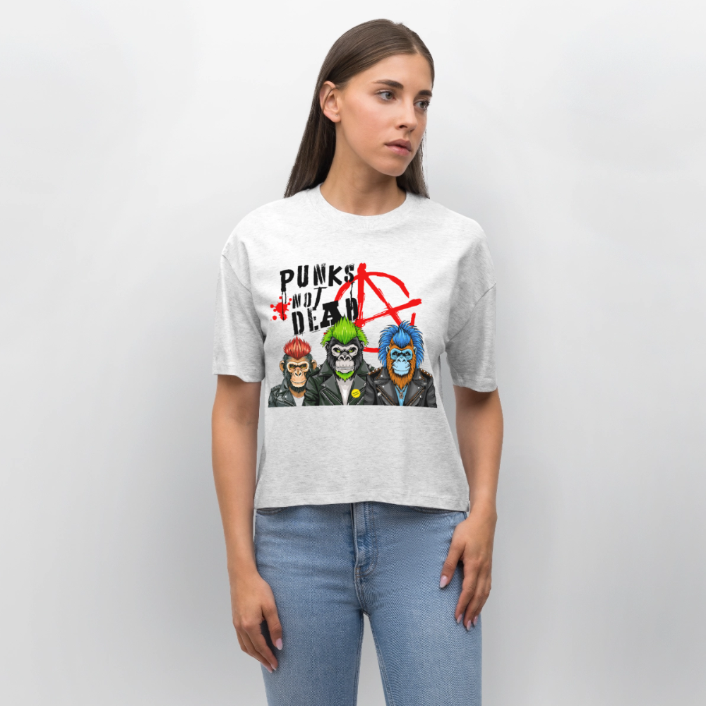 Punks Not Dead Design – Frauen Boxy Bio-T-Shirt - Weiß meliert