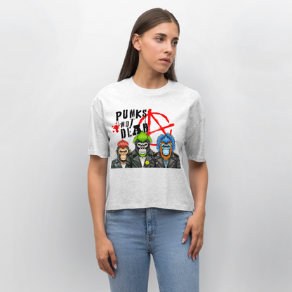 Punks Not Dead Design – Frauen Boxy Bio-T-Shirt - Weiß meliert