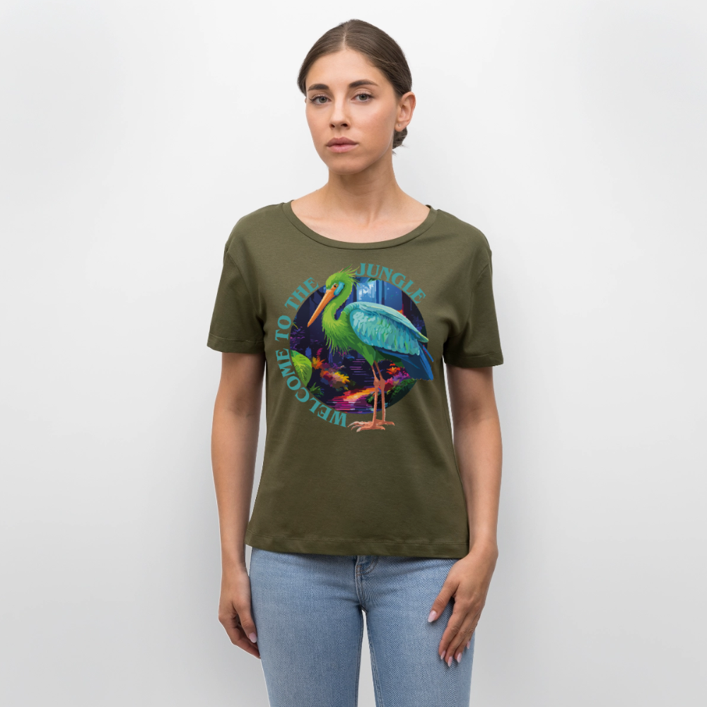 Jungle Design – Rundhals Frauen Bio-T-Shirt - Khaki