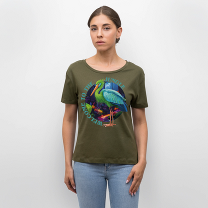 Jungle Design – Rundhals Frauen Bio-T-Shirt - Khaki