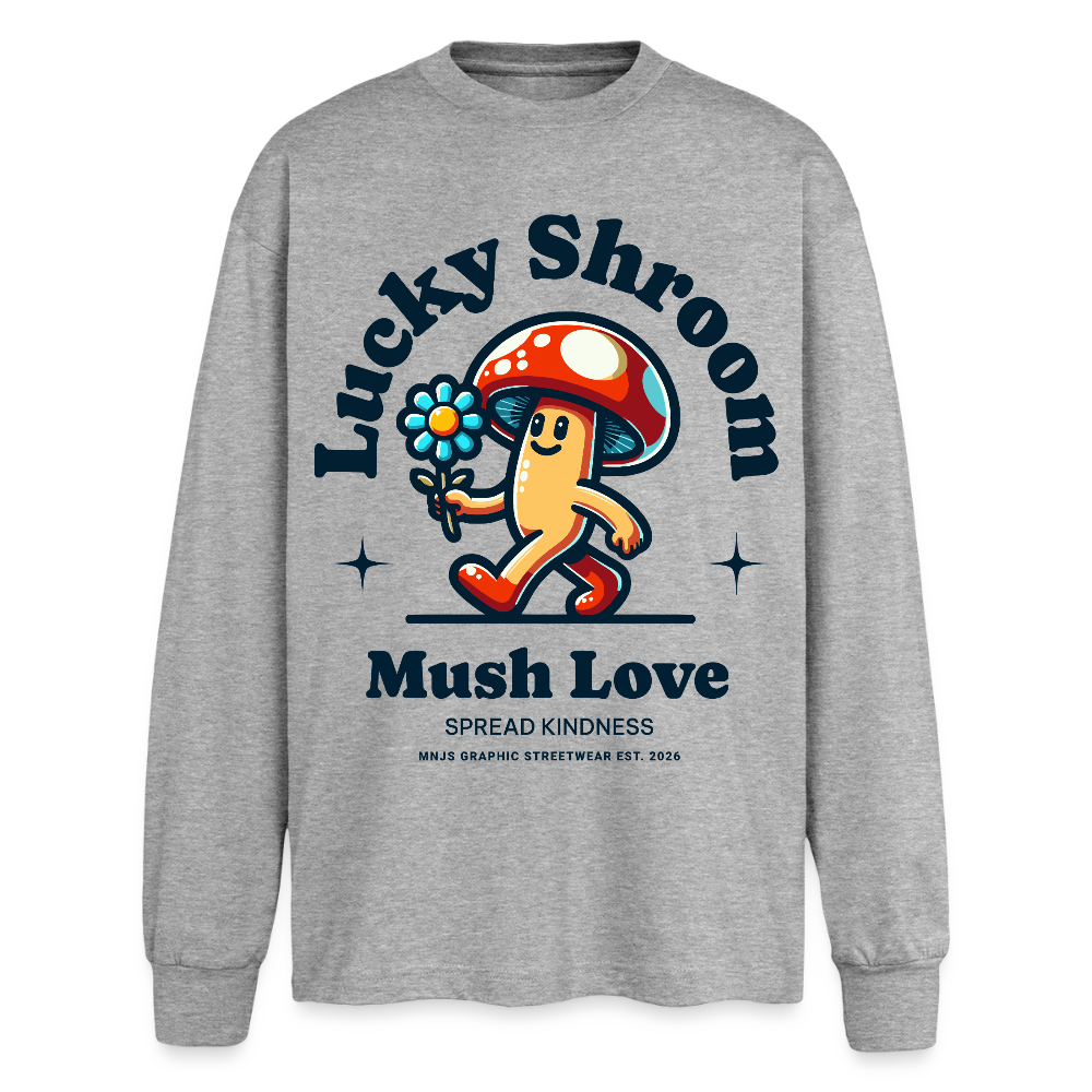 Lucky Shroom Design – Oversized Langarmshirt - Grau meliert