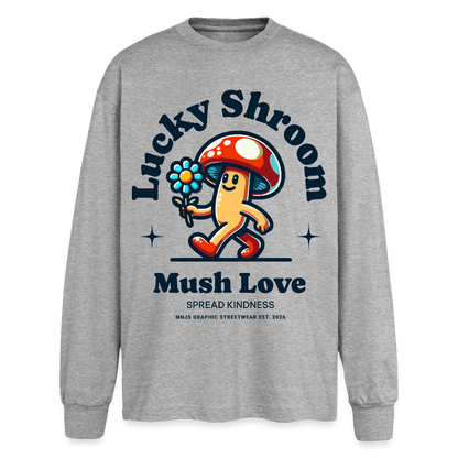 Lucky Shroom Design – Oversized Langarmshirt - Grau meliert