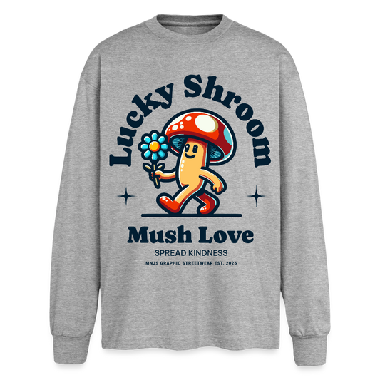 Lucky Shroom Design – Oversized Langarmshirt - Grau meliert