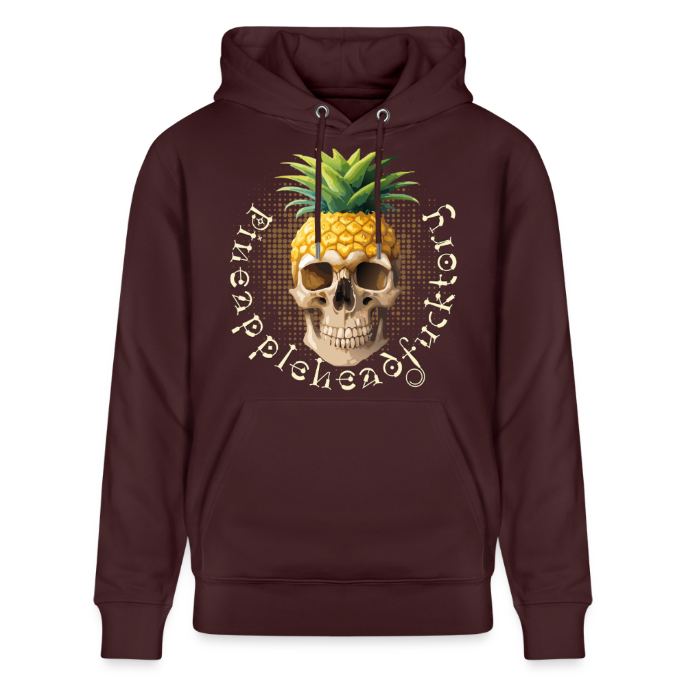 Pineapple Skull Design - Unisex Bio-Hoodie - Maroon