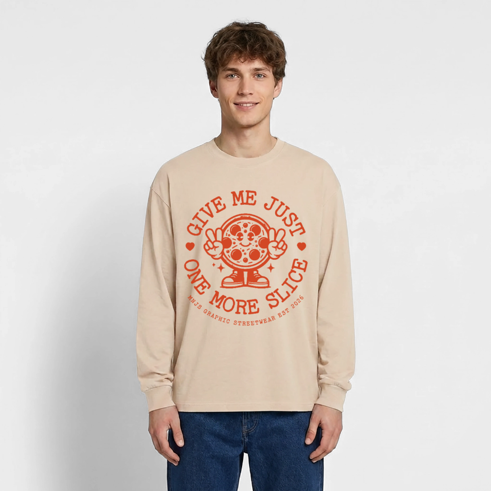 Pizza Design – Oversized Langarmshirt - Sand