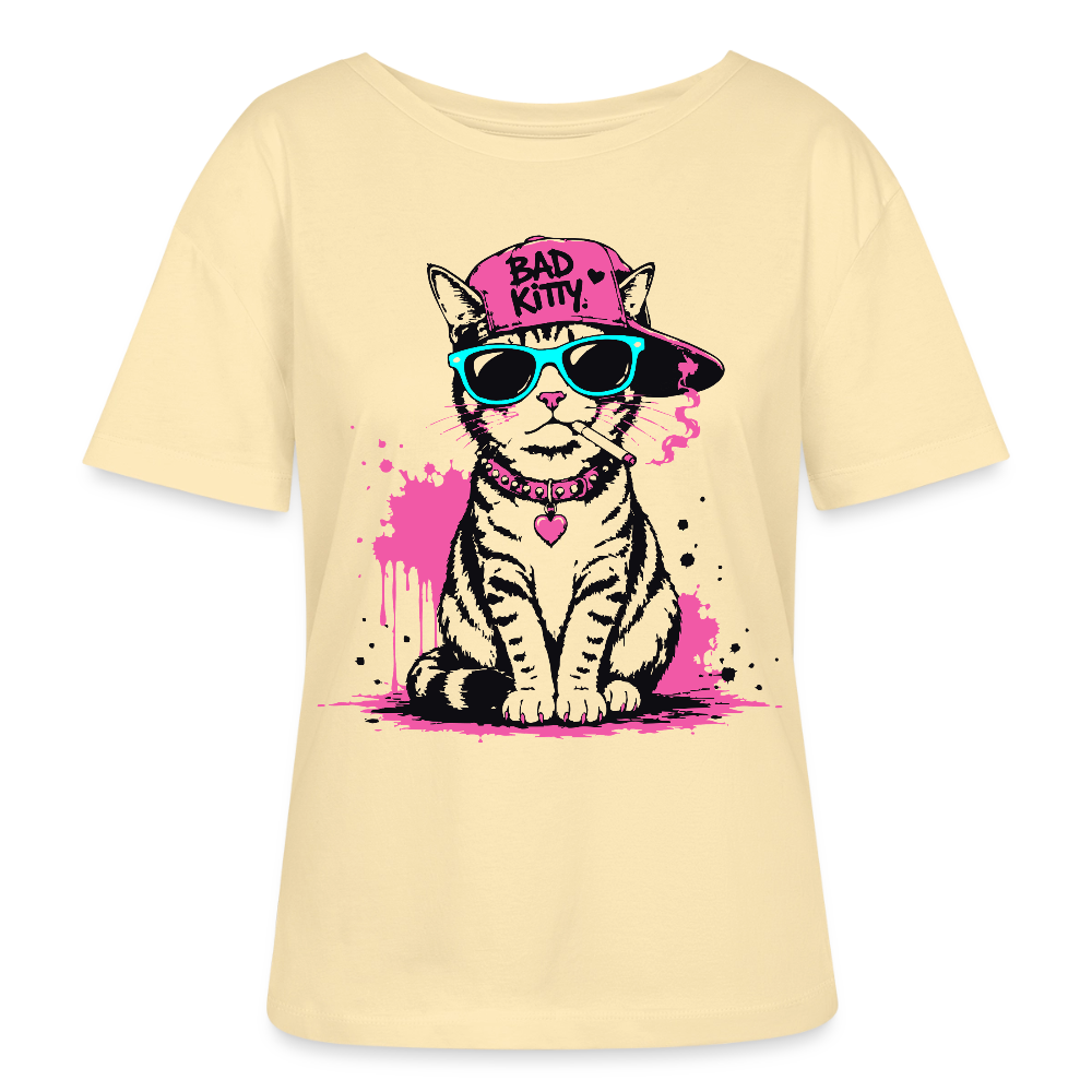 Bad Kitty Design – undhals Frauen Bio-T-Shirt - Creme