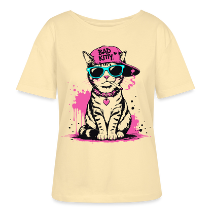Bad Kitty Design – undhals Frauen Bio-T-Shirt - Creme