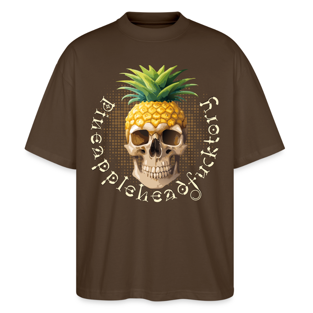 Pineapple Skull Design - Oversized Unisex Bio T-Shirt - Dunkelbraun