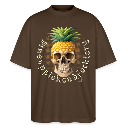 Pineapple Skull Design - Oversized Unisex Bio T-Shirt - Dunkelbraun