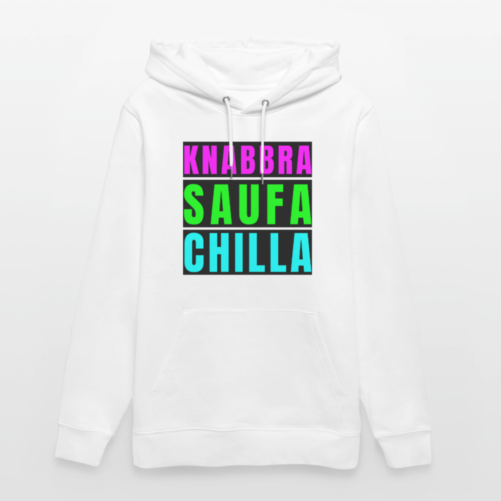 Knabbra Saufa Chilla Design – Unisex Bio-Hoodie - Weiß