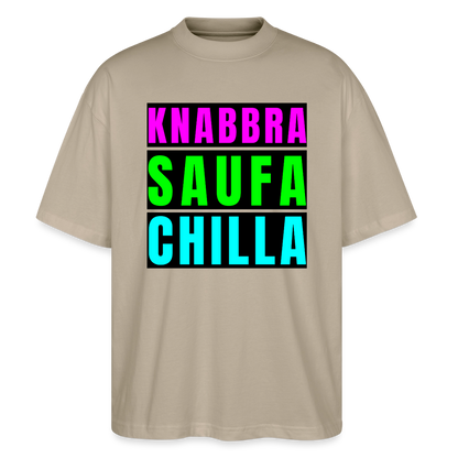 Knabbra Saufa Chilla Design – Oversized Unisex Bio T-Shirt - Steingrau