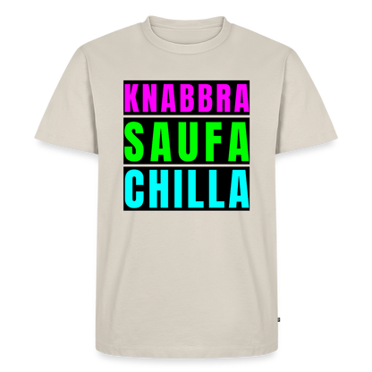Knabbra Saufa Chilla Design – Männer Premium T-Shirt - Beige