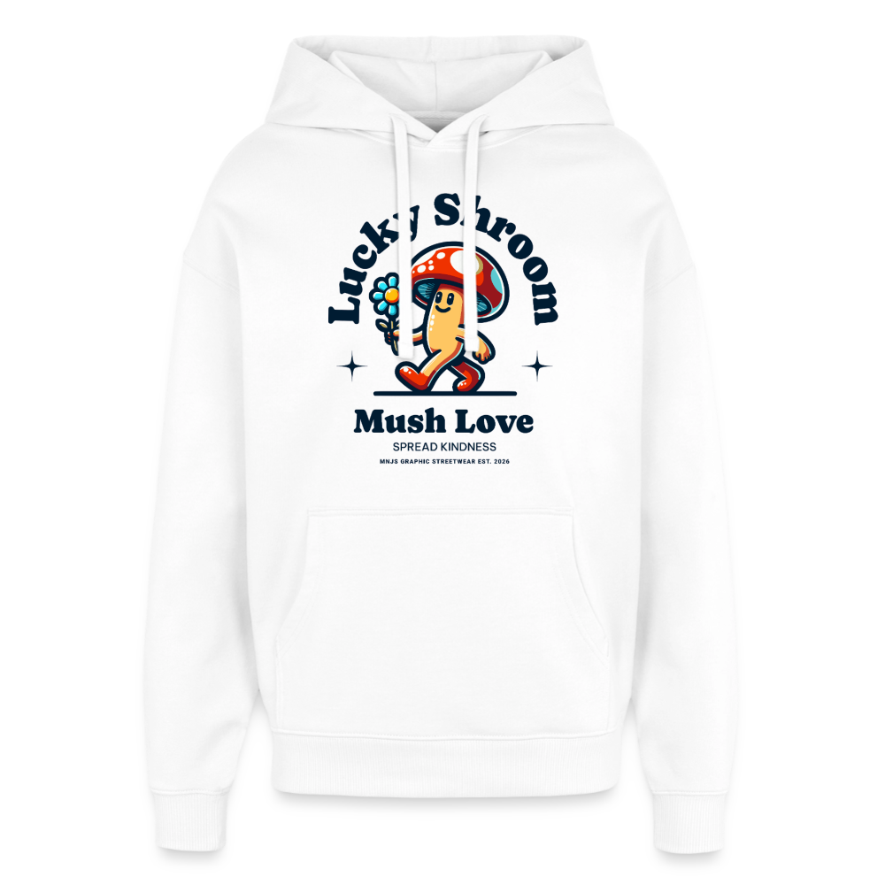 Lucky Shroom Design – Oversized Unisex Hoodie - Weiß